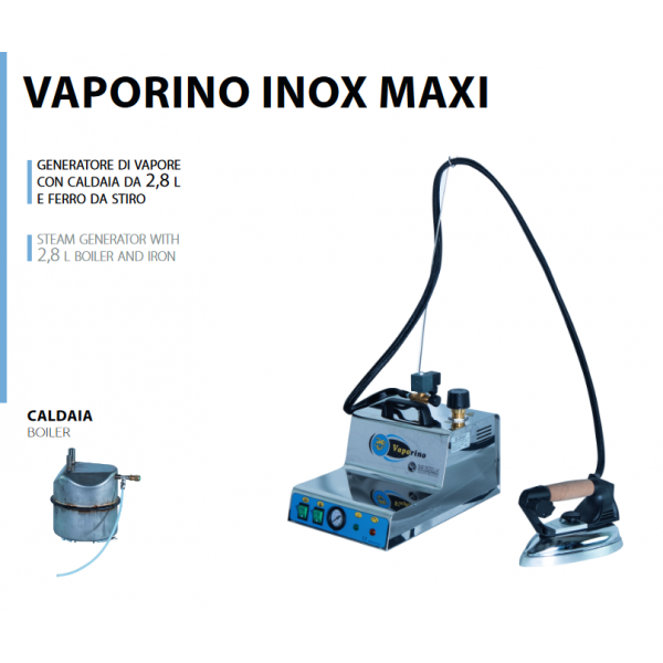 Ατμοσίδερο Vaporino Inox Maxi με 2.8L Boiler Battistella ΣΥΣΤΗΜΑΤΑ ΣΙΔΕΡΩΜΑΤΟΣ - ΠΡΕΣΕΣ ΘΕΡΜΟΜΕΤΑΦΟΡΑΣ