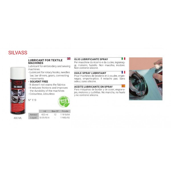 Spray Sil vass 400ml  Λιπαντικό Ραπτομηχανών  SPRAY ΥΦΑΣΜΑΤΟΣ – ΛΑΔΙΑ – ΥΓΡΑ