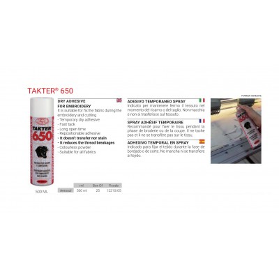 Spray Takter 650  500ml  - Προσωρινής κόλλησης  Siliconi