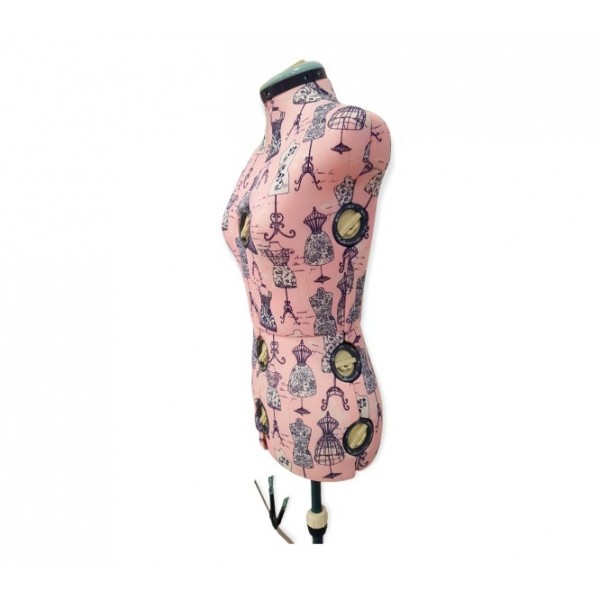 Υλικα ραπτικης - Κούκλα Ραπτικής - Μανεκεν  Ρυθμιζόμενη Ροζ με σχέδια Small/Medium Made in TAIWAN ΚΟΥΚΛΕΣ ΡΑΠΤΙΚΗΣ - ΜΟΝΤΕΛΙΣΤ
