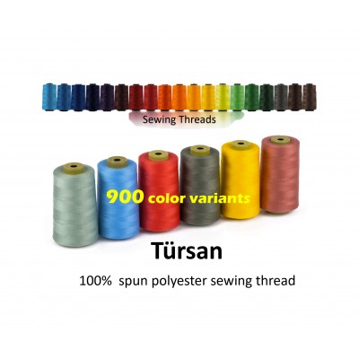 Κλωστή Ραφής Ενδυμάτων Tursan - Κώνος 5000m -  Νο.120  100% Spun Polyester - 900 Χρώματα 