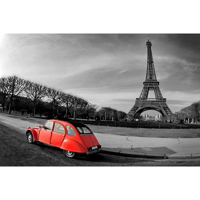Diamond Painting Art Πύργος Άιφελ με κόκκινο αμάξι 20cm x 30cm