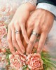 Diamond Painting Art Βέρες Νιόπαντρων σε ροζ λουλούδια 20cm x 30cm 20X30cm