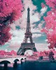 Diamond Painting Art Πύργος Άιφελ με ροζ λουλούδια 20cm x 30cm 20X30cm