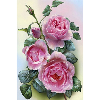 Diamond Painting Art Ροζ Λουλούδια  20cm x 30cm