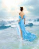 Diamond Painting Art Γυναίκα με Γαλάζιο Φόρεμα στην Παραλία 20cm x 30cm 20X30cm