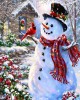 Diamond Painting Art Χιονάνθρωπος με κόκκινες λεπτομέρειες  20cm x 30cm 20X30cm