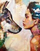 Diamond Painting Art Λύκος αντικριστά με μια γυναίκα  20cm x 30cm 20X30cm