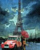 Diamond Painting Art Πύργος Άιφελ με βροχή και ένα ζευγάρι αγκαλιά  20cm x 30cm 20X30cm