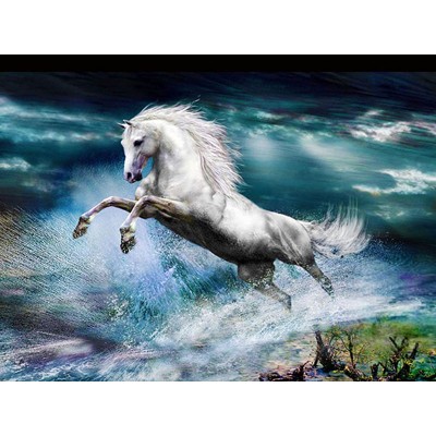 Diamond Painting Art Λευκό Άλογο που κάνει άλμα 20cm x 30cm