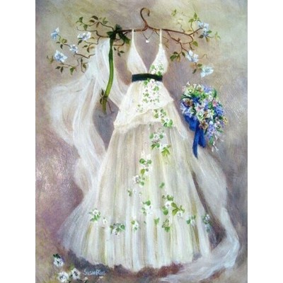 Diamond Painting Art Λευκό Φόρεμα και λουλούδια 20cm x 30cm
