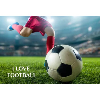 Diamond Painting Art Ποδοσφαιριστής που σουτάρει μια μπάλα και γράφει "I love football" 20cm x 30cm
