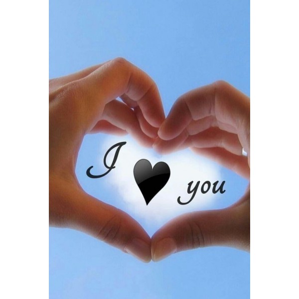 Diamond Painting Art Δύο χέρια με φράση "i love you" 20cm x 30cm 20X30cm