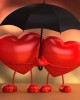 Diamond Painting Art Δύο κόκκινες καρδιές που κρατάνε μια μαύρη ομπρέλα 20cm x 30cm 20X30cm