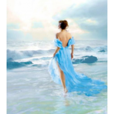 Diamond Painting Art Γυναίκα με γαλάζιο φόρεμα  30cm X 40cm