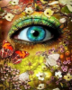 Diamond Painting Art Γαλάζιο Μάτι με λουλούδια και πεταλούδες 40cm x 30cm 40x30cm