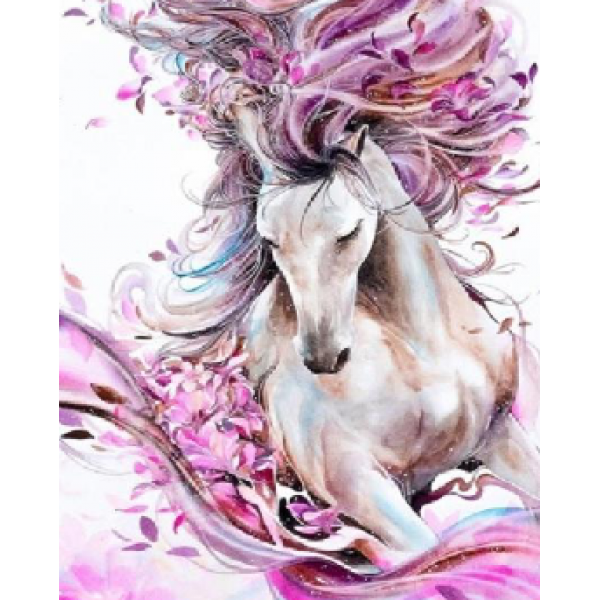 Diamond Painting Art Άλογο με ροζ λεπτομέριες 40cm X 30cm 40x30cm