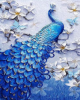 Diamond Painting Art Παγώνι Μπλε με λουλούδια  40cm X 30cm 40x30cm