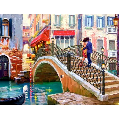 Diamond Painting Art Ζευγάρι αγκαλιά πάνω σε γέφυρα στην Ιταλία 30cm x 30cm
