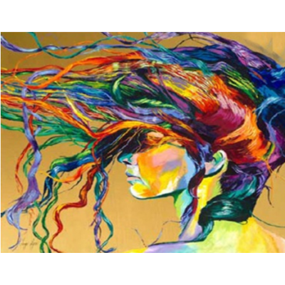 Diamond Painting Art Γυναικείο Πρόσωπο με χρωματιστά μαλλιά 30cm x 30cm