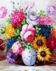Diamond Painting Art Ροζ Βάζο με πολύχρωμα λουλούδια 30cm x 30cm 30x30cm