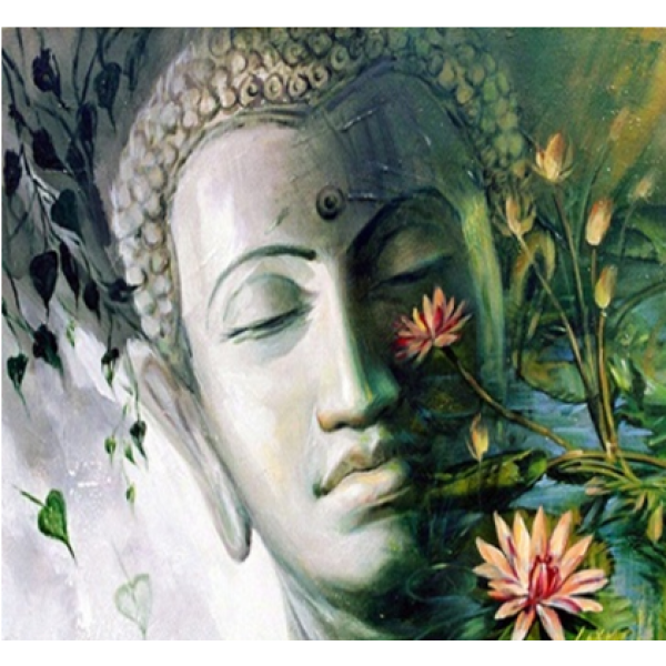 Diamond Painting Art Βούδας με φόντο λουλούδια στο νερό 30cm x 30cm 30x30cm