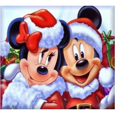 Diamond Painting Art Minnie & Mickey ντυμένοι ΑγιοΒασίληδες 30cm x 30cm