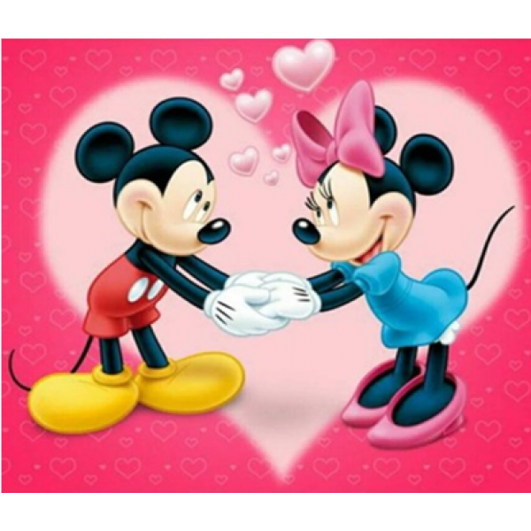 Diamond Painting Art Mickey & Minnie χέρι χέρι 30cm x 30cm 30x30cm