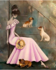 Diamond Painting Art Γυναίκα με 3 σκυλάκια 30cm x 30cm 30x30cm