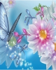 Diamond Painting Art Πεταλούδα Μπλε και λουλούδια 30cm x 30cm 30x30cm
