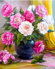 Diamond Painting Art Βάζο με ροζ λουλούδια 30cm x 30cm 30x30cm