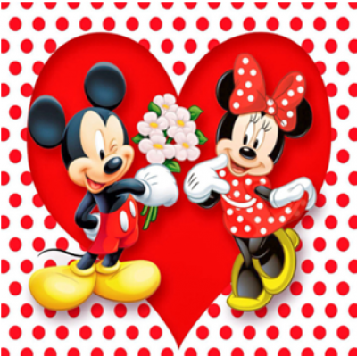 Diamond Painting Art Mickey & Minnie σε κόκκινη καρδιά 30cm x 30cm