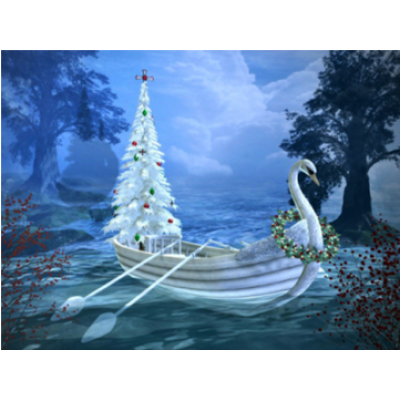 Diamond Painting Art Βάρκα Κύκνος με Χριστουγεννιάτικο Δέντρο 30cm x 30cm